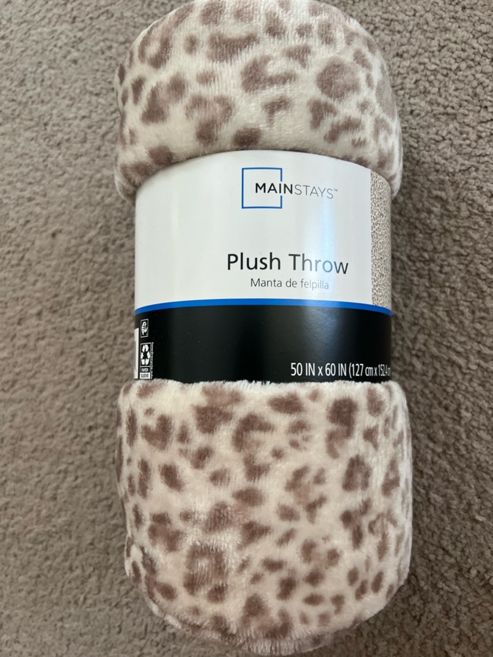 Mainstays Plush Throw - Leopard Pattern Taupe & Cream